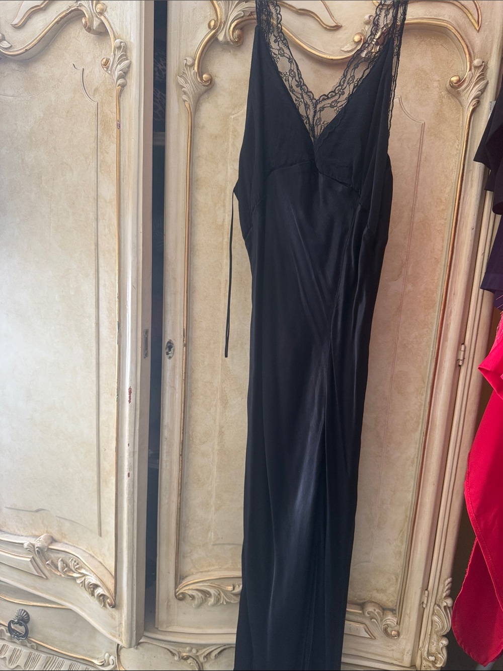 Zara Black Lace-Trim Slip Dress - Women Intimates & Sleepwear